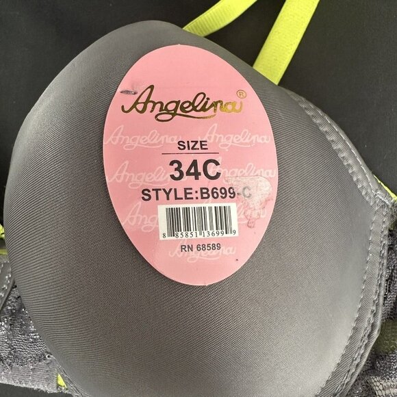 Angelina Grey Green Bra Silky Lace Detail Convertible Removable AdjustableStraps - Picture 5 of 9